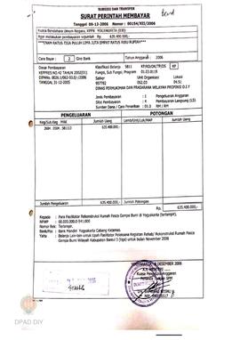 Surat Perintah Pencairan Dana kepada para Fasilitator Rekonstruksi Rumah Pasca Gempa Bumi di Yogy...