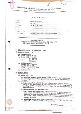 Laporan rapat perluasan Kodya Yogyakarta pada tanggal 13 Desember 1982 di Gedung Wilis Kepatihan ...