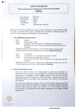 Surat Perjanjian Penyaluran Bantuan Rehabilitasi dan Rekonstruksi Rumah (SPPB), Nama Kelompok Mas...