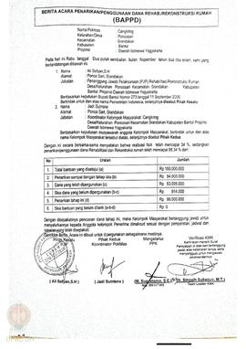 Berita Acara Penarikan/Penggunaan Dana Rehabilitasi/Rekonstruksi Rumah (BAPPD) Rusak Berat, Nama ...