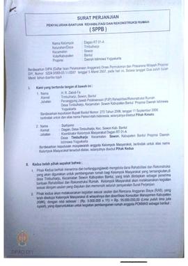 Surat Perjanjian Penyaluran Bantuan Rehabilitasi dan Rekonstruksi Rumah (SPPB),  Nama Kelompok Da...