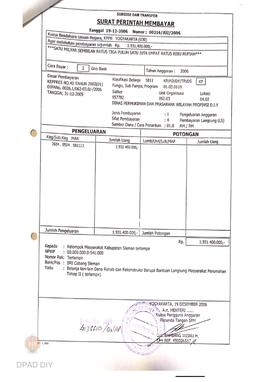 Surat Perintah Pencairan Dana kepada Kelompok Masyarakat Kabupaten Sleman untuk Belanja Lain-lain...