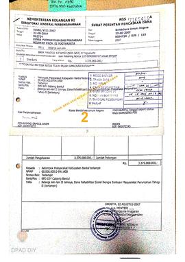 Surat Perintah Pencairan Dana kepada Kelompok Masyarakat Kabupaten Bantul untuk Belanja Lain-lain...