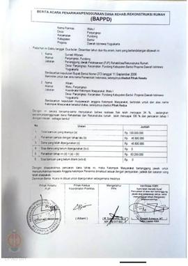 Berita Acara Penarikan/Penggunaan Dana Rehabilitasi/Rekonstruksi Rumah (BAPPD) Rusak Berat, Nama ...