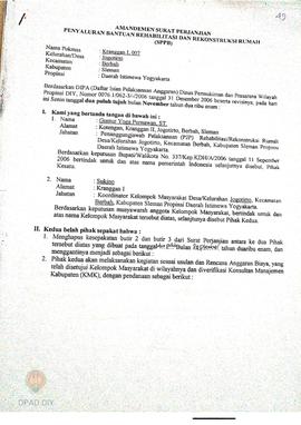 Amandemen Surat Perjanjian Penyaluran Bantuan Rehabilitasi dan Rekonstruksi Rumah (SPPB),  Nama K...