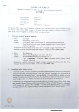 Surat Perjanjian Penyaluran Bantuan Rehabilitasi dan Rekonstruksi Rumah (SPPB),  Nama Kelompok Mr...