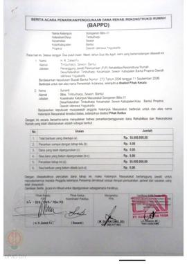 Berita Acara Penarikan/Penggunaan Dana Rehabilitasi/Rekonstruksi Rumah (BAPPD) Rusak Ringan, Nama...