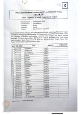 Laporan Penyaluran Bantuan Dana Rekonstruksi Rumah Rusak Ringan, Nama Kelompok Sendangrejo R 001 ...