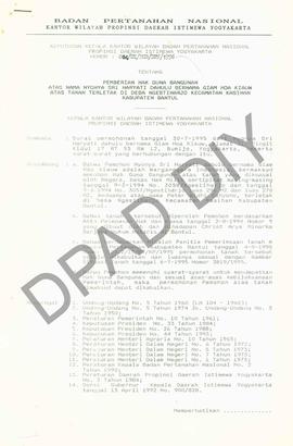 Surat Keputusan Kepala Kantor Wilayah Badan Pertanahan Nasional Provinsi DIY. No : 004/SK / HGB /...