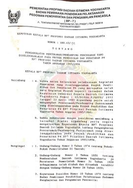 Kumpulan Surat Keputusan tentang Pengangkatan Tim Pelaksana Penataran P4 bagi Organisasi Masyarak...