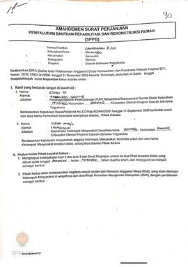 Amandemen Surat Perjanjian Penyaluran Bantuan Rehabilitasi dan Rekonstruksi Rumah (SPPB),  Nama K...