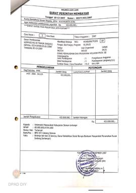 Surat Perintah Pencairan Dana kepada Kelompok Masyarakat Kabupaten Sleman untuk Belanja Lain-lain...