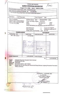 Surat Perintah Pencairan Dana kepada Kelompok Masyarakat Kabupaten Bantul perihal Belanja Lain-la...