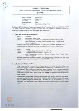Surat Perjanjian Penyaluran Bantuan Rehabilitasi dan Rekonstruksi Rumah (SPPB),  Nama Kelompok Ju...