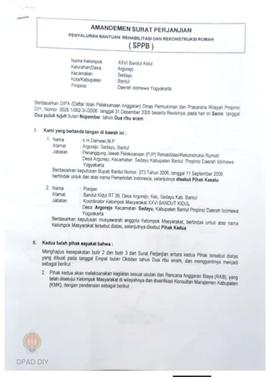Amandemen Surat Perjanjian Penyaluran Bantuan Rehabilitasi dan Rekonstruksi Rumah (SPPB), Nama Ke...