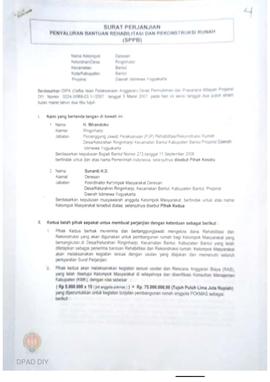 Surat Perjanjian Penyaluran Bantuan Rehabilitasi dan Rekonstruksi Rumah (SPPB), Nama Kelompok Mas...