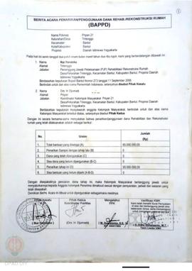 Berita Acara Penarikan/Penggunaan Dana Rehabilitasi/Rekonstruksi Rumah (BAPPD) Rusak Sedang, Nama...