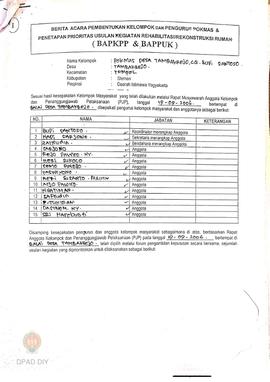 Berita Acara Pembentukan Kelompok dan Pengurus Pokmas dan Penetapan Prioritas Usulan Kegiatan Reh...