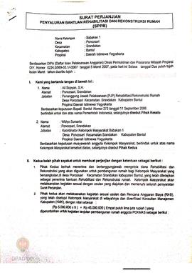 Surat Perjanjian Penyaluran Bantuan Rehabilitasi dan Rekonstruksi Rumah (SPPB),  Nama Kelompok Ma...