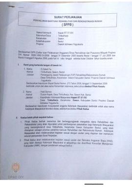 Surat Perjanjian Penyaluran Bantuan Rehabilitasi dan Rekonstruksi Rumah (SPPB),  Nama Kelompok Ke...