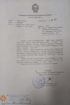 Berkas surat mengenai Penyusunan Daftar Isian Kegiatan Daerah (DIKDA) Anggaran Rutin tahun anggar...