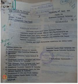 Surat No. 1062/020/a tgl 28 Maret 1972 dari Inspektur Kepala Dinas  Pertanian dan Perikanan DIY k...