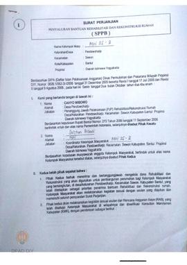 Surat Perjanjian Penyaluran Bantuan Rehabilitasi dan Rekonstruksi Rumah (SPPB),  Nama Kelompok Mi...