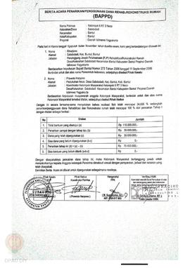 Berita Acara Penarikan/Penggunaan Dana Rehabilitasi/Rekonstruksi Rumah (BAPPD) Rusak Berat, Nama ...