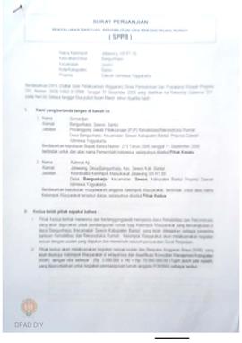 Surat Perjanjian Penyaluran Bantuan Rehabilitasi dan Rekonstruksi Rumah (SPPB),  Nama Kelompok Jo...