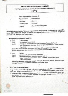 Amandemen Surat Perjanjian Penyaluran Bantuan Rehabilitasi dan Rekonstruksi Rumah (SPPB),  Nama K...