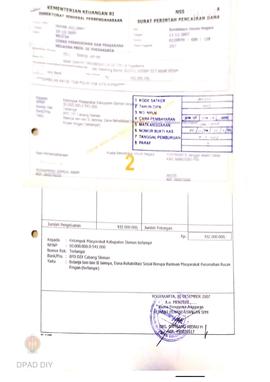 Surat Perintah Pencairan Dana kepada Kelompok Masyarakat Kabupaten Sleman untuk Belanja Lain-lain...