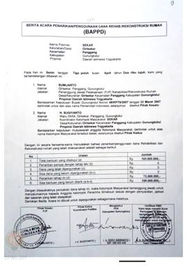 Berita Acara Penarikan/Penggunaan Dana Rehabilitasi/Rekonstruksi Rumah (BAPPD) Rusak Berat, Nama ...