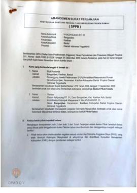 Amandemen Surat Perjanjian Penyaluran Bantuan Rehabilitasi dan Rekonstruksi Rumah (SPPB), Nama Ke...