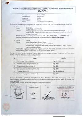 Berita Acara Penarikan/Penggunaan Dana Rehabilitasi/Rekonstruksi Rumah (BAPPD) Rusak Sedang, Nama...