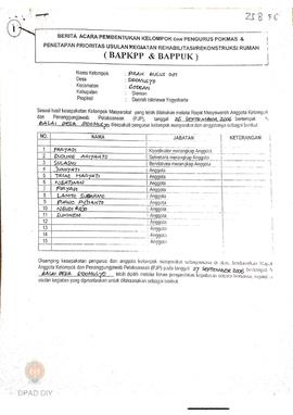 Berita Acara Pembentukan Kelompok dan Pengurus Pokmas dan Penetapan Prioritas Usulan Kegiatan Reh...