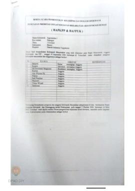 Berita Acara Pembentukan Kelompok dan Pengurus Pokmas dan Penetapan Prioritas Usulan Kegiatan Reh...