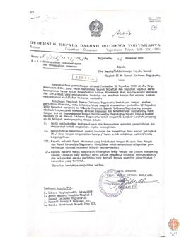 Surat no. K1/ I. 28/ 2237/ Rh/ 80 dari Wakil Kepala Daerah Provinsi DIY kepada Bupati/ Walikota s...