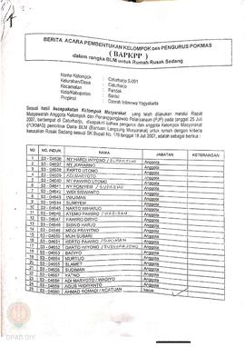 Berita Acara Pembentukan Kelompok dan Pengurus Pokmas (BAPKPP) dalam Rangka BLM untuk Rumah Rusak...