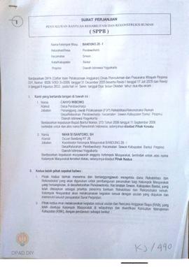 Surat Perjanjian Penyaluran Bantuan Rehabilitasi dan Rekonstruksi Rumah (SPPB),  Nama Kelompok Ba...