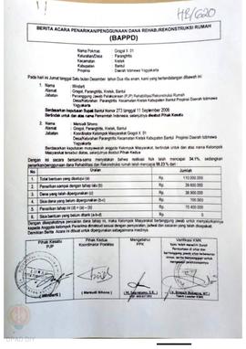 Berita Acara Penarikan/Penggunaan Dana Rehabilitasi/Rekonstruksi Rumah (BAPPD) Rusak Berat, Nama ...