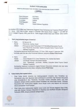 Surat Perjanjian Penyaluran Bantuan Rehabilitasi dan Rekonstruksi Rumah (SPPB), Nama Kelompok Kal...