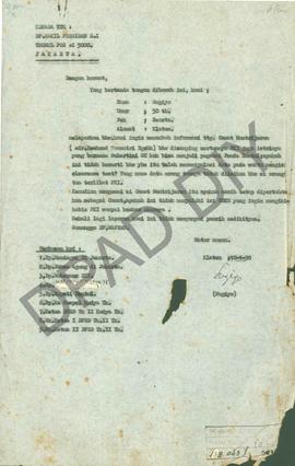 Surat dari Sugiyo kepada Wakil Presiden RI tanggal 10 Januari 1990 mengenai informasi tentang Cam...