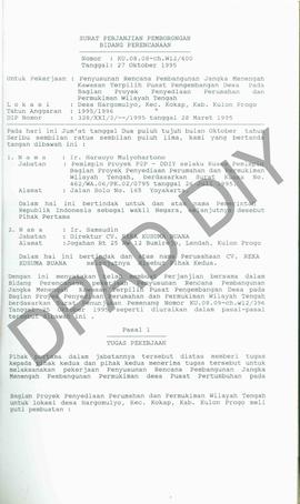 Surat Perjanjian Pemborongan  Bidang Perencanaan Nomor : ku.08.08.ch w12/400, pekerjaan penyusuna...