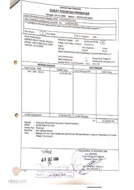 Surat Perintah Pencairan Dana kepada Kelompok Masyarakat Kabupaten Sleman untuk Belanja Lain-lain...