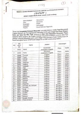 Berita Acara Pembentukan Kelompok dan Pengurus Pokmas (BAPKPP) dalam Rangka BLM untuk Rumah Rusak...