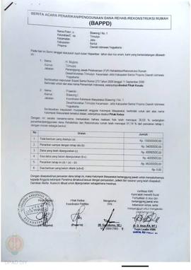 Berita Acara Penarikan/Penggunaan Dana Rehabilitasi/Rekonstruksi Rumah (BAPPD) Rusak Berat, Nama ...