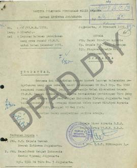 Laporan bulanan dan pengeluaran uang sewa sebagai hasil pelaksanaan UU No. 3 Prp tahun 1960 menge...