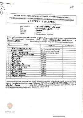 Berita Acara Pembentukan Kelompok dan Pengurus Pokmas dan Penetapan Prioritas Usulan Kegiatan Reh...