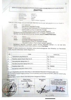 Berita Acara Penarikan/Penggunaan Dana Rehabilitasi/Rekonstruksi Rumah (BAPPD) Rusak Berat, Nama ...