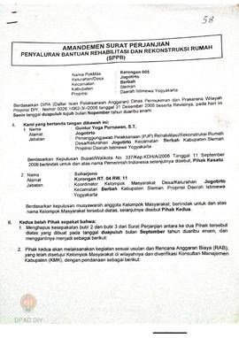 Amandemen Surat Perjanjian Penyaluran Bantuan Rehabilitasi dan Rekonstruksi Rumah (SPPB),  Nama K...